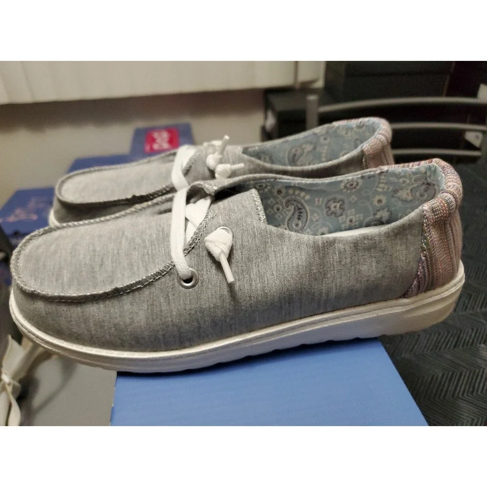 Jellypop Los Angeles Casual Canvas‎ Boat Shoes Gray Comfort Slip-On Loafers